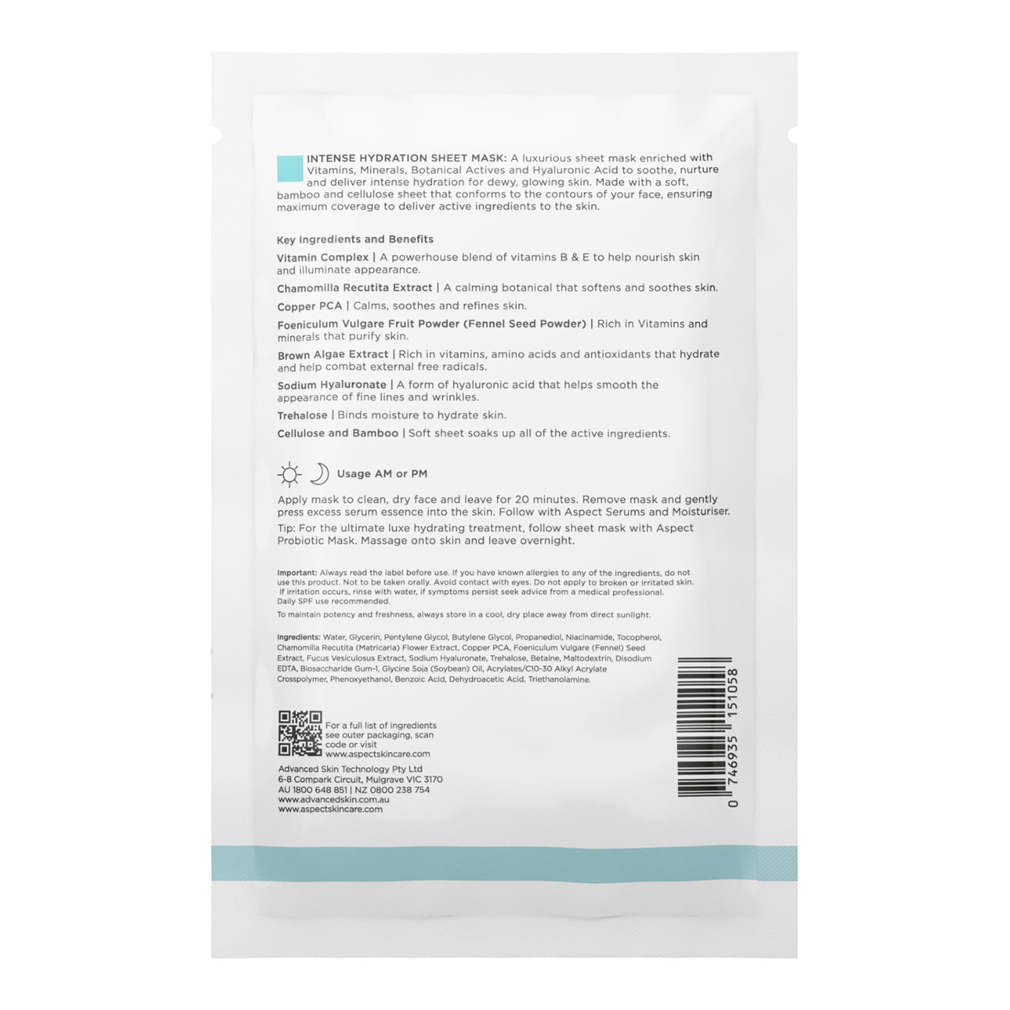 Aspect Intense Hydration Sheet Mask (5 pack)