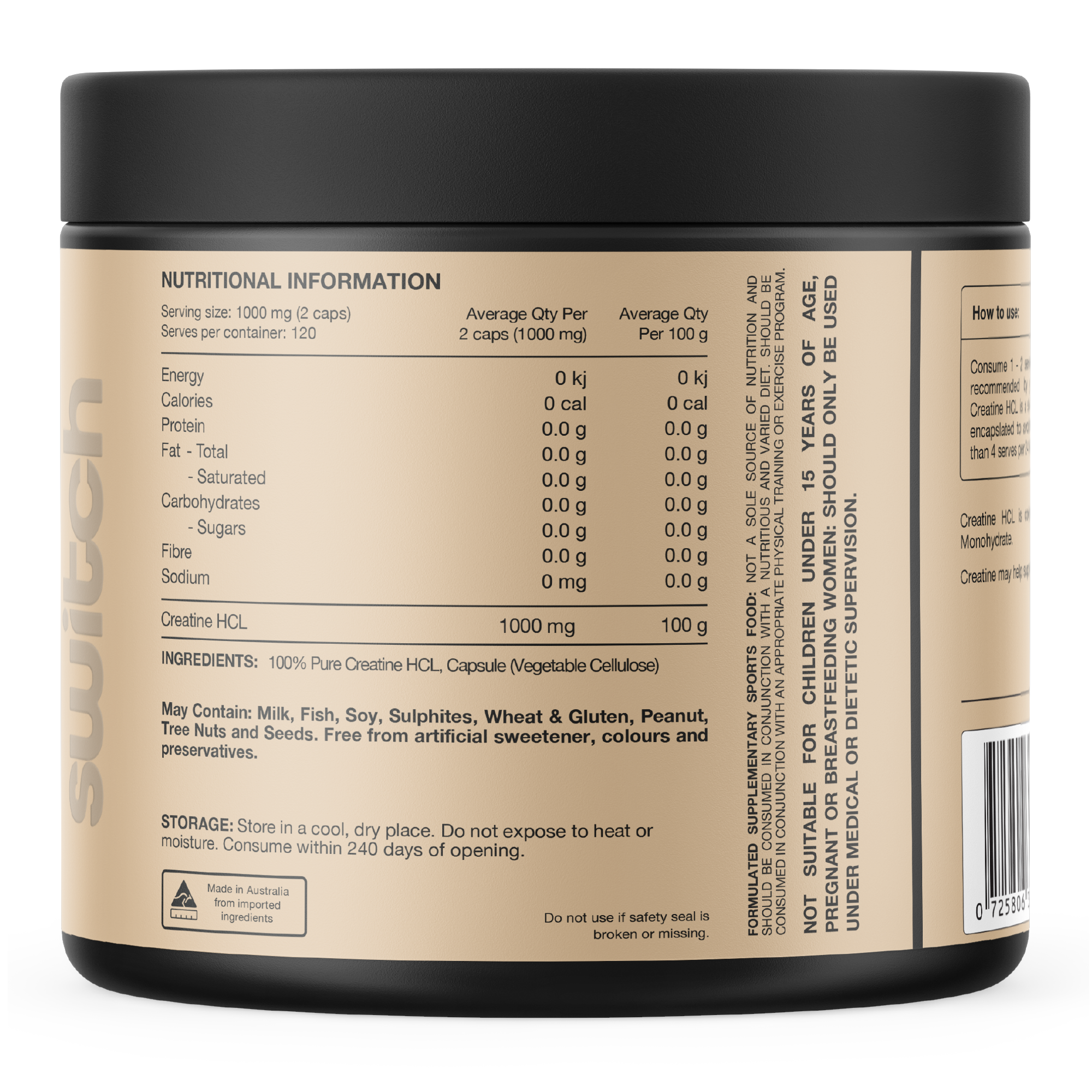 Switch Nutrition Creatine HCL (240 Capsules)