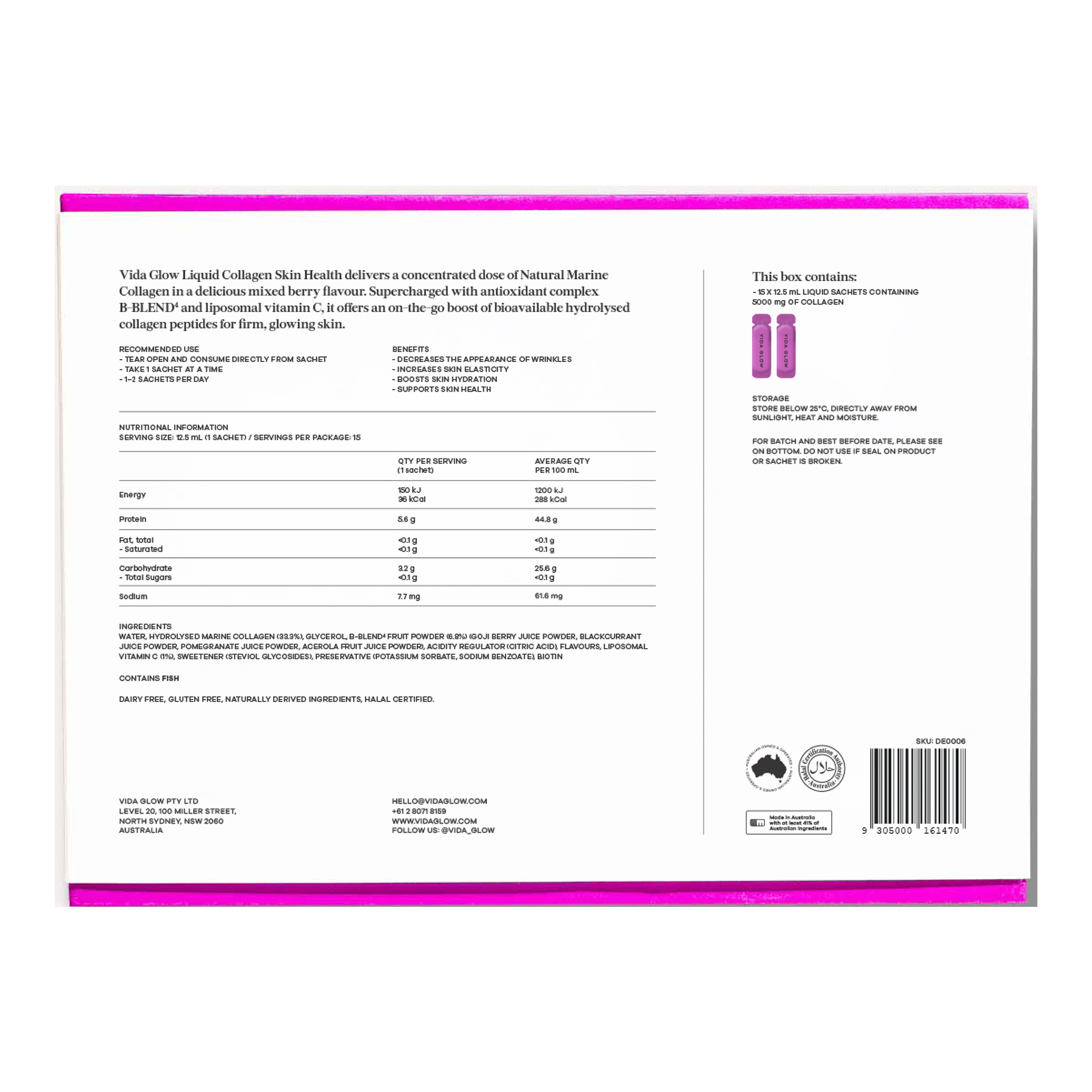 Vida Glow Daily Essentials: Collagen Liquid Advance Mixed Berry