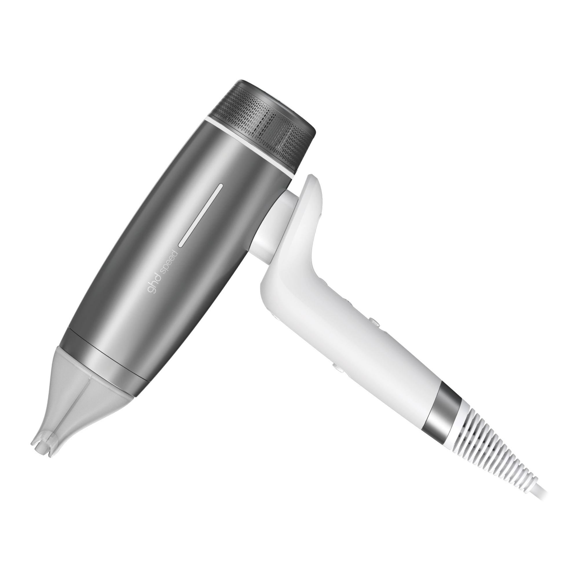 GHD speed professional hair dryer in silver white