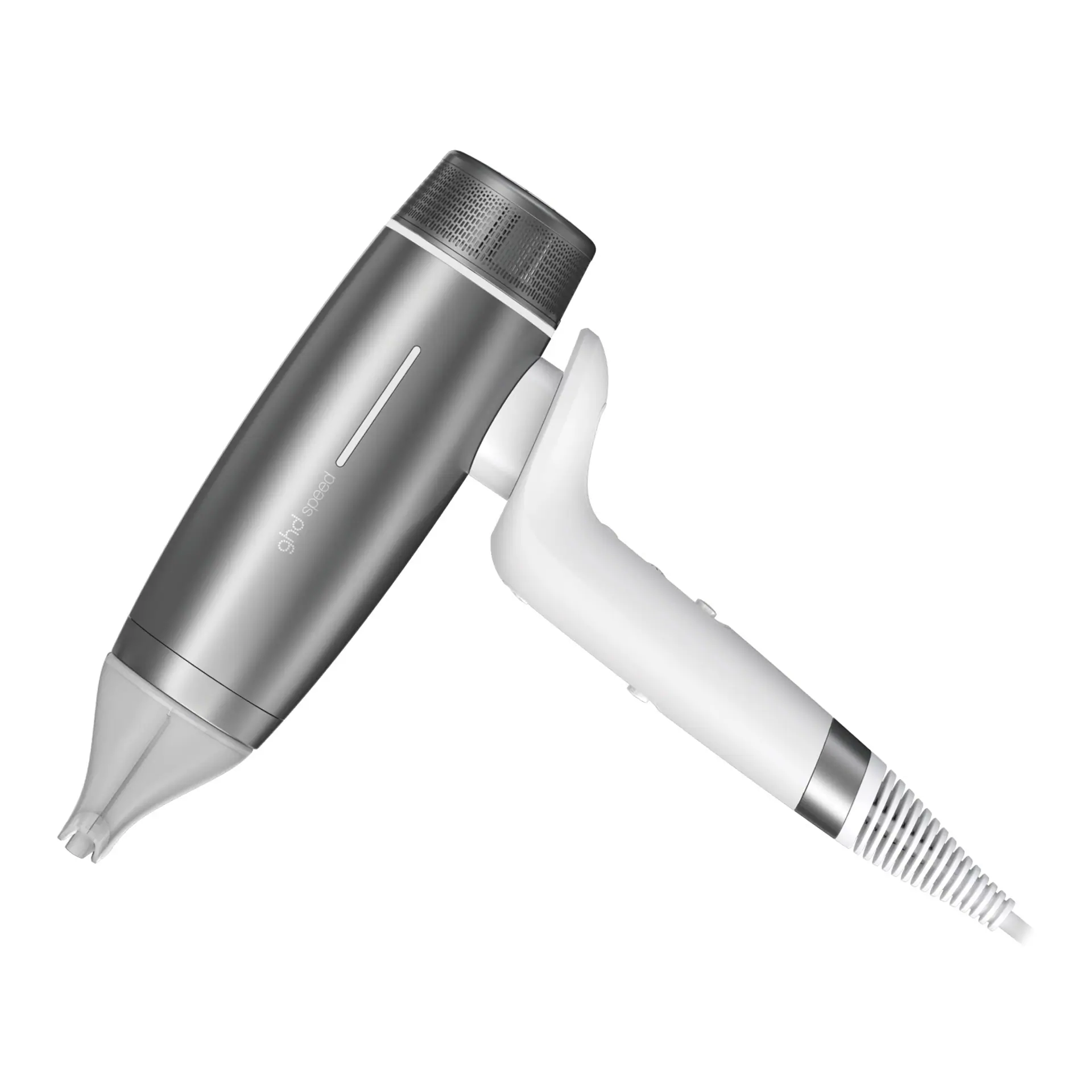 GHD speed professional hair dryer in silver white