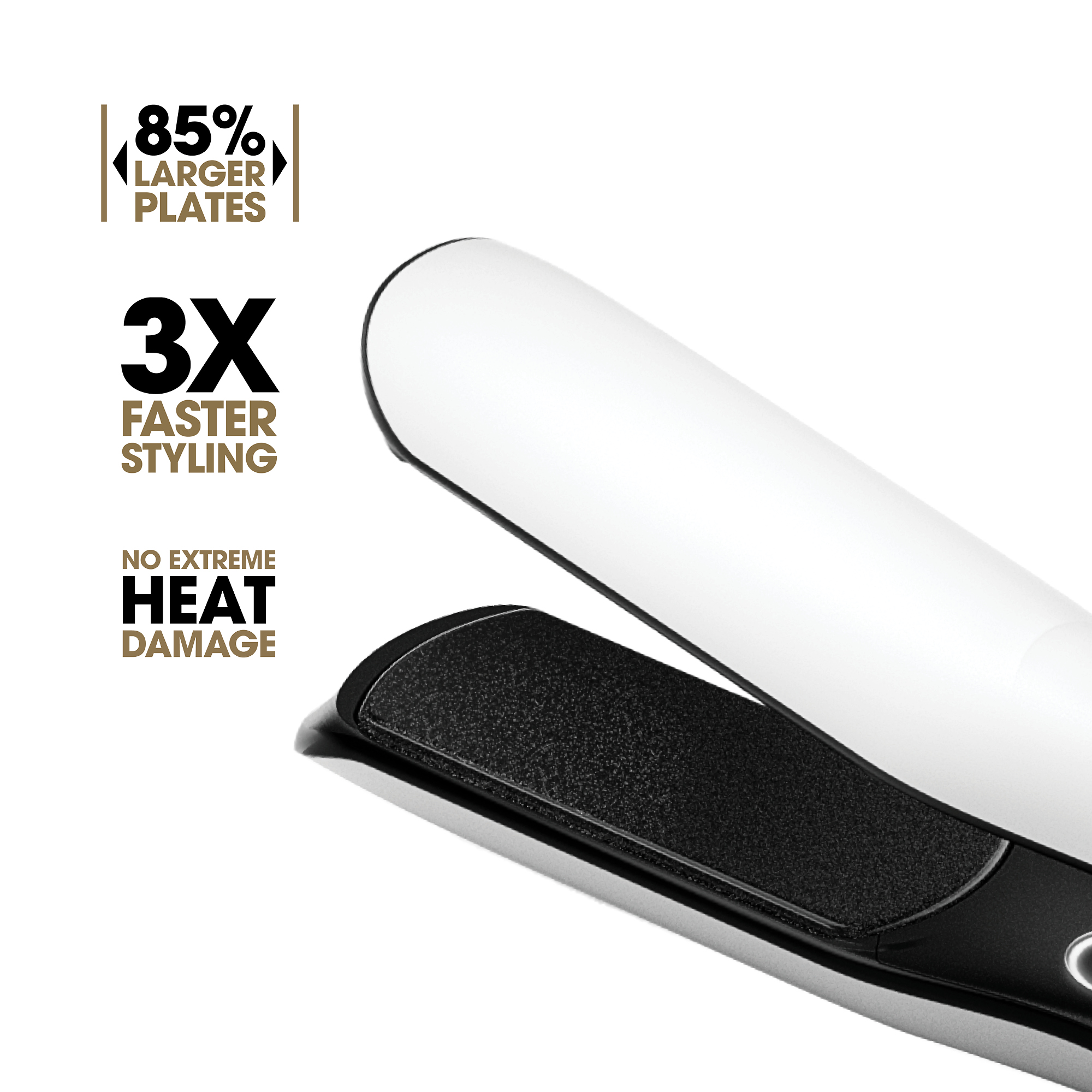 ghd chronos max wide plate hair straightener in white