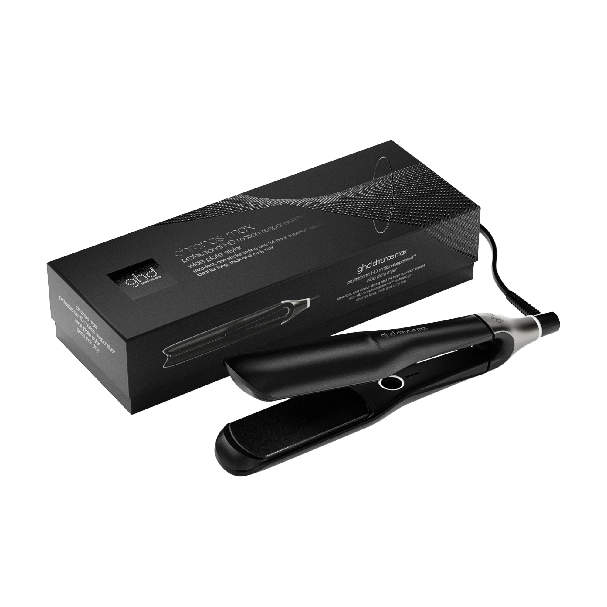 ghd chronos max wide plate hair straightener in black