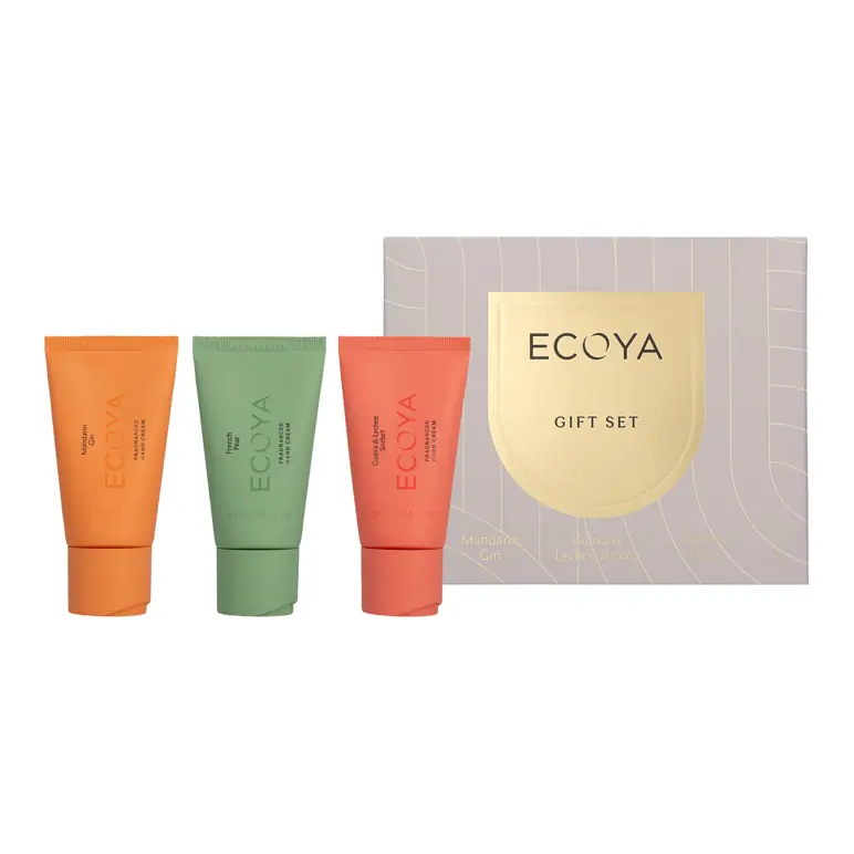 ECOYA The Hand Cream Edit Mandarin Gin, French Pear And Guava & Lychee Sorbet