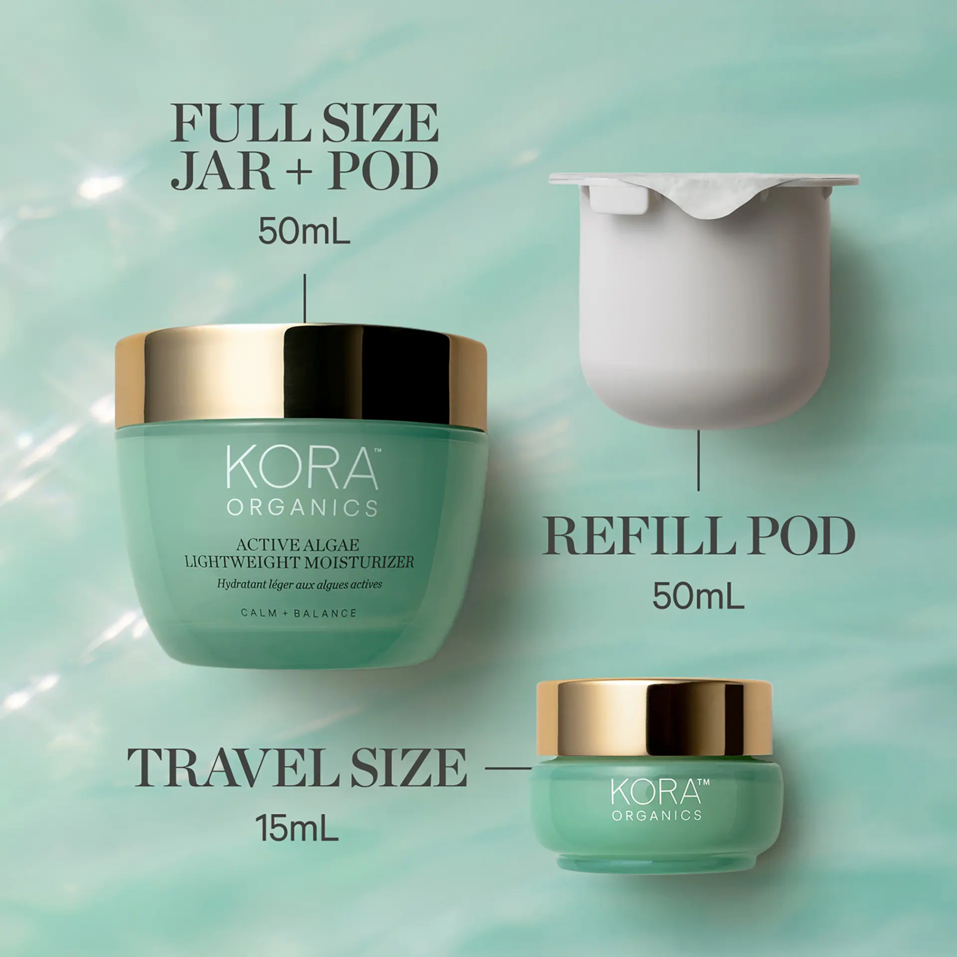 KORA Organics Active Algae Lightweight Moisturiser - 50mL REFILL