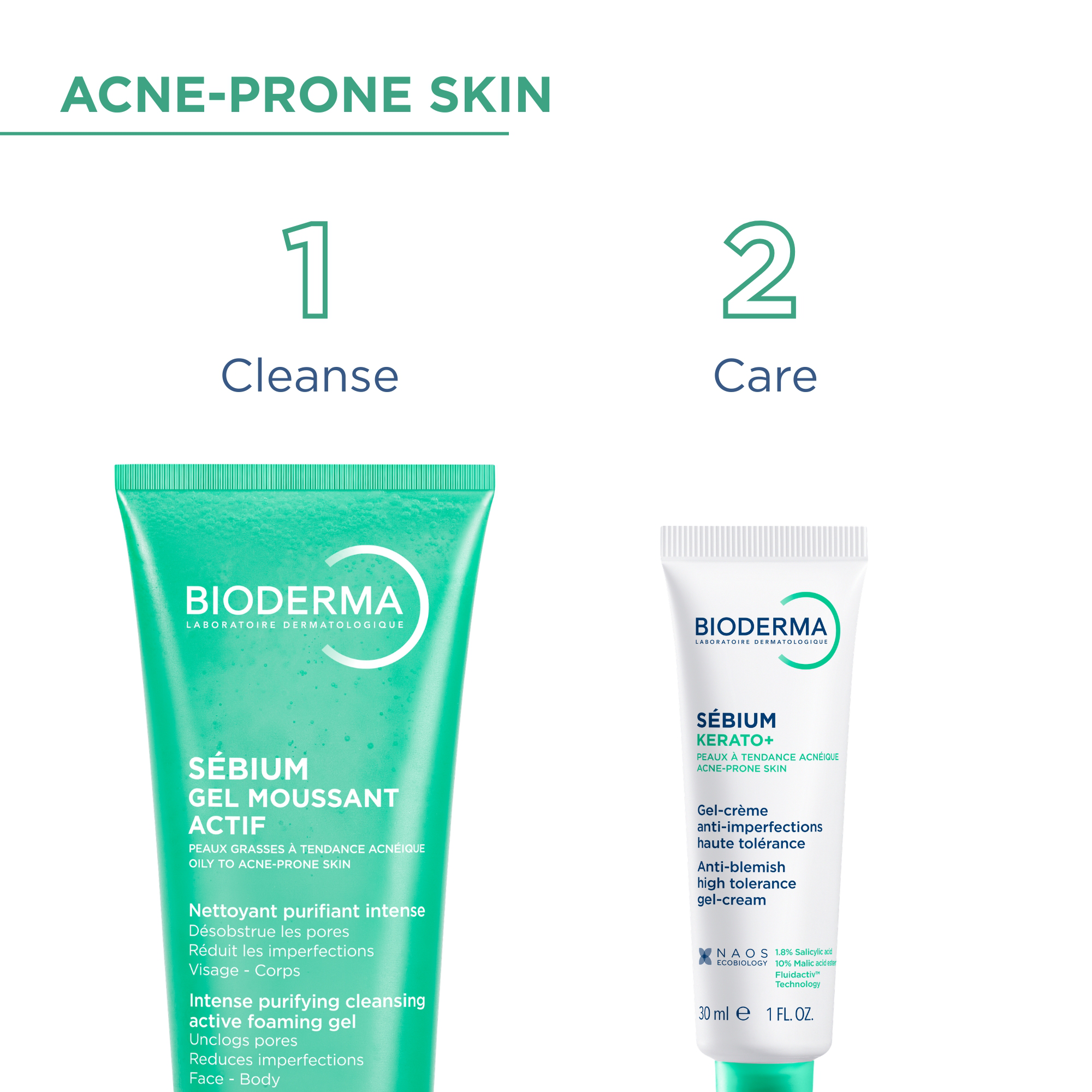 Bioderma Sebium Gel Moussant Actif Anti-blemish Foaming Gel Deep Cleanser for Oily, Acne-prone Skin