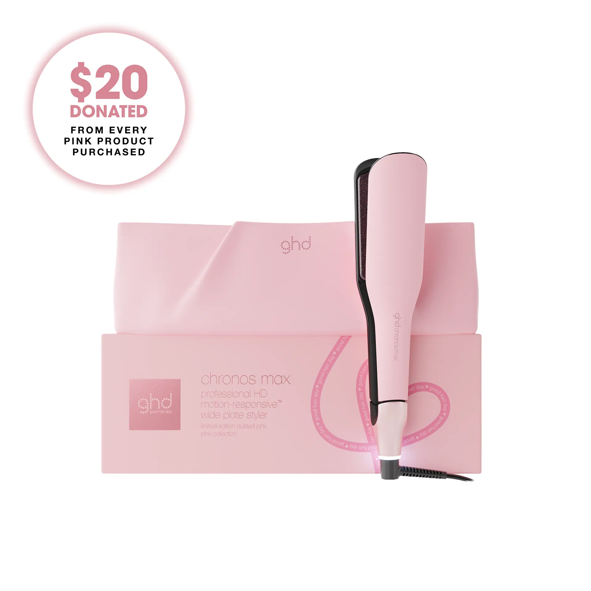 GHD Chronos Max Wide-Plate Hair Straightener in Dusted Pink
