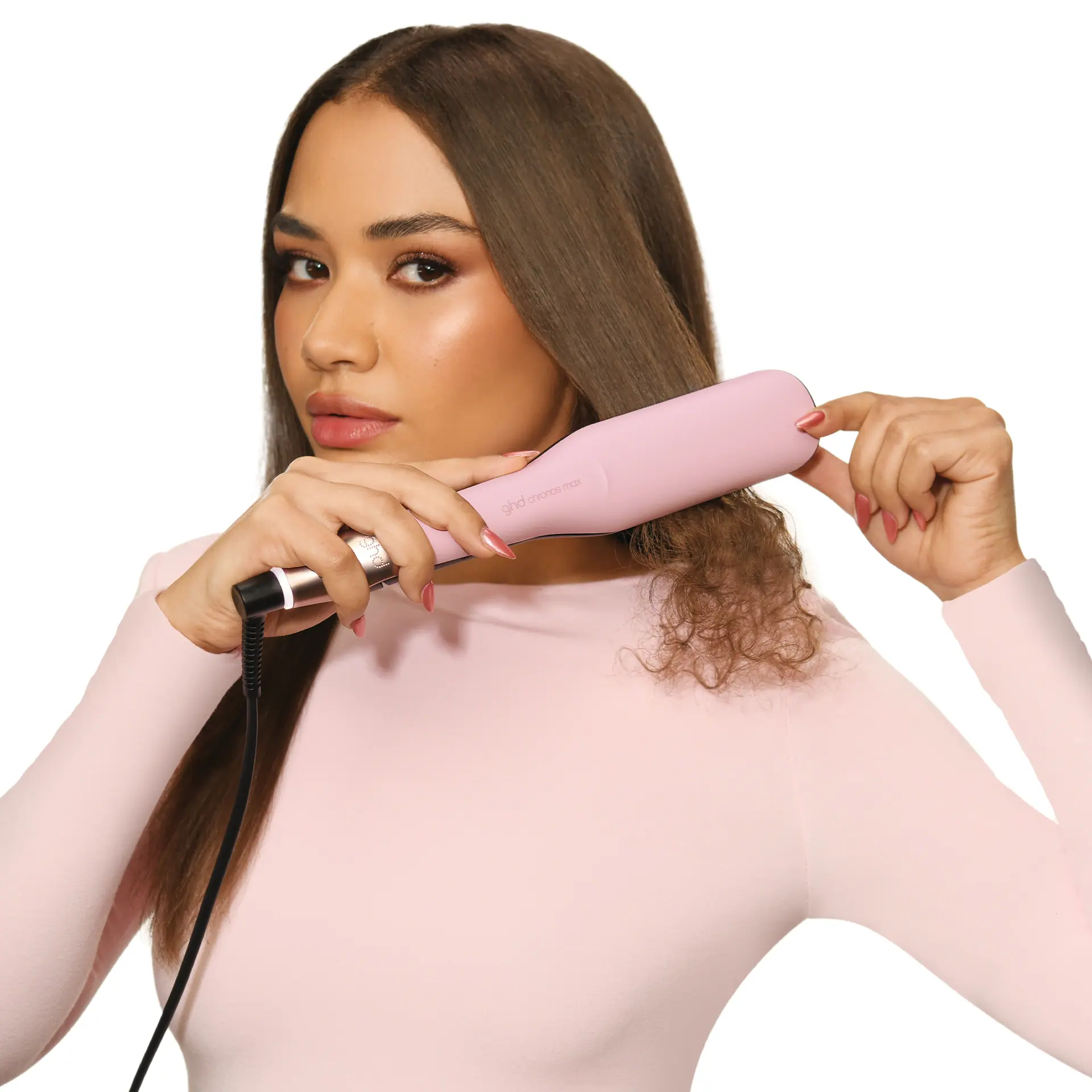 GHD Chronos Max Wide-Plate Hair Straightener in Dusted Pink