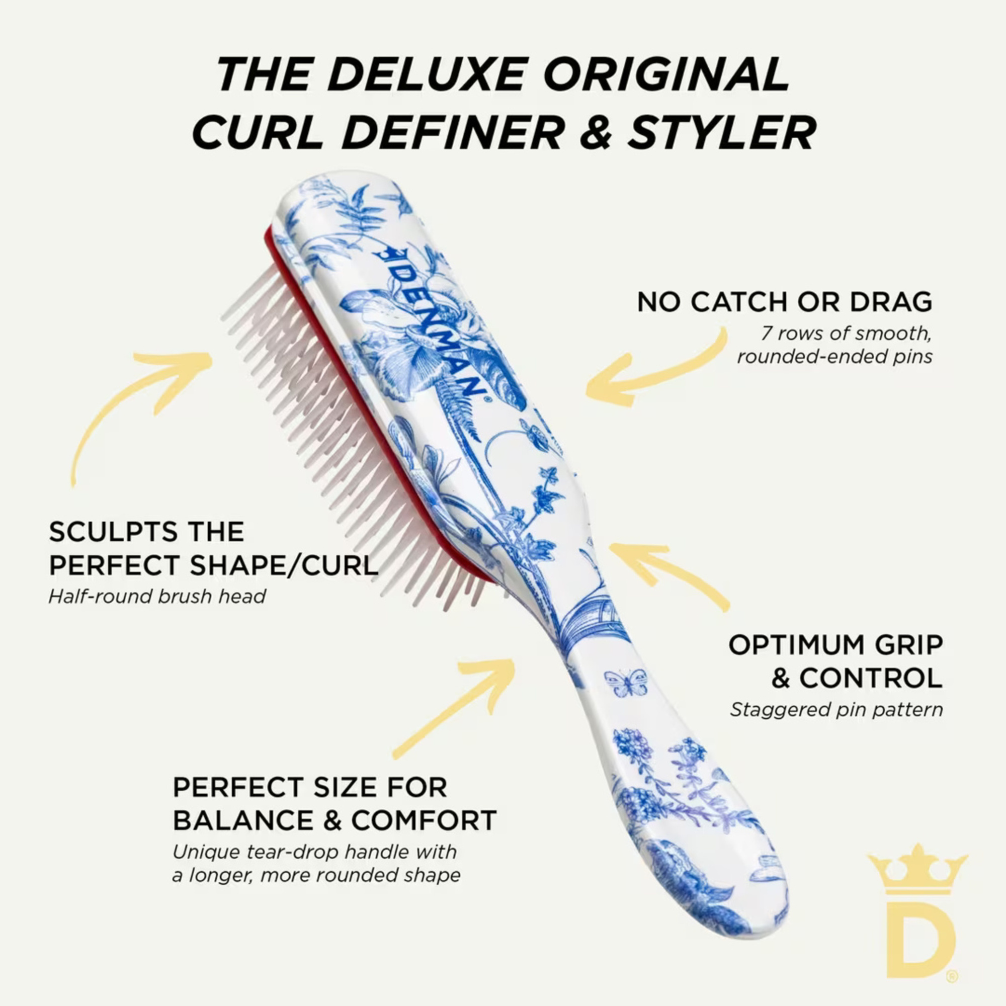 Denman D3 7 Row Styler Blue Belle Brush
