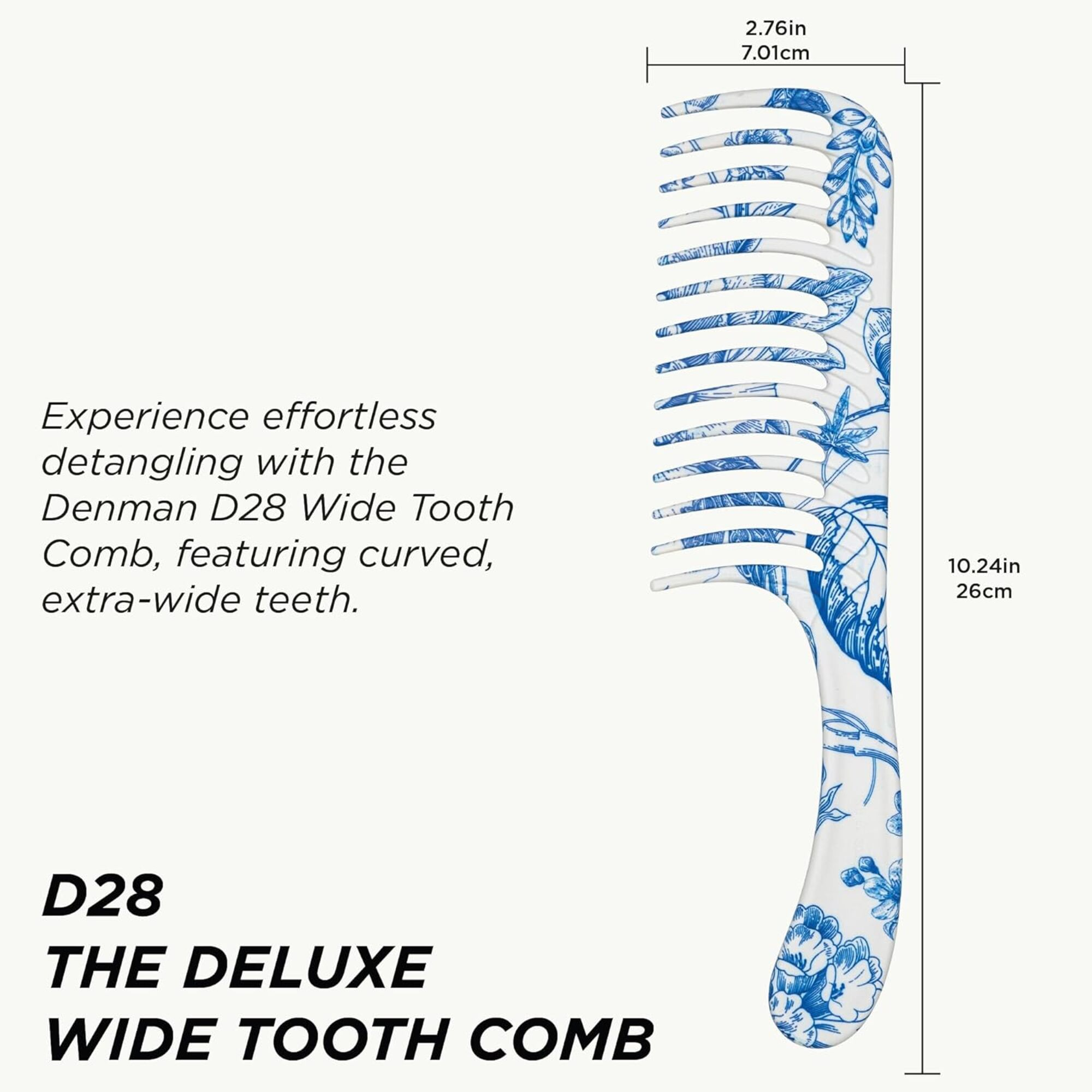 Denman D28 Deluxe Blue Belle Wide Tooth Detangling Comb