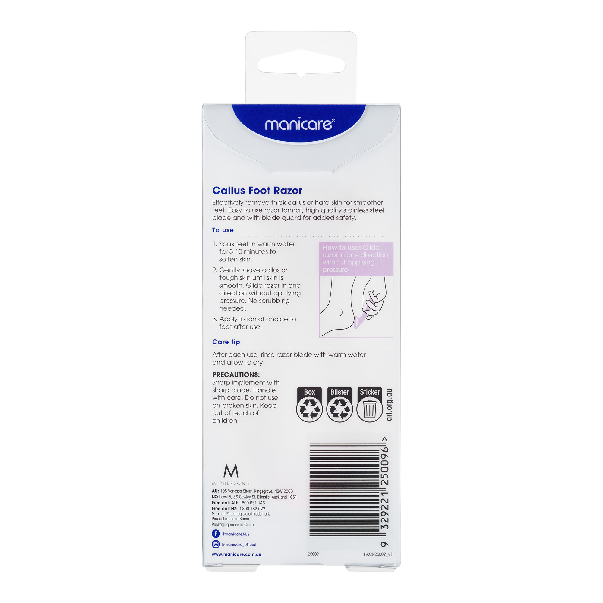 Manicare Callus Remover Foot Razor