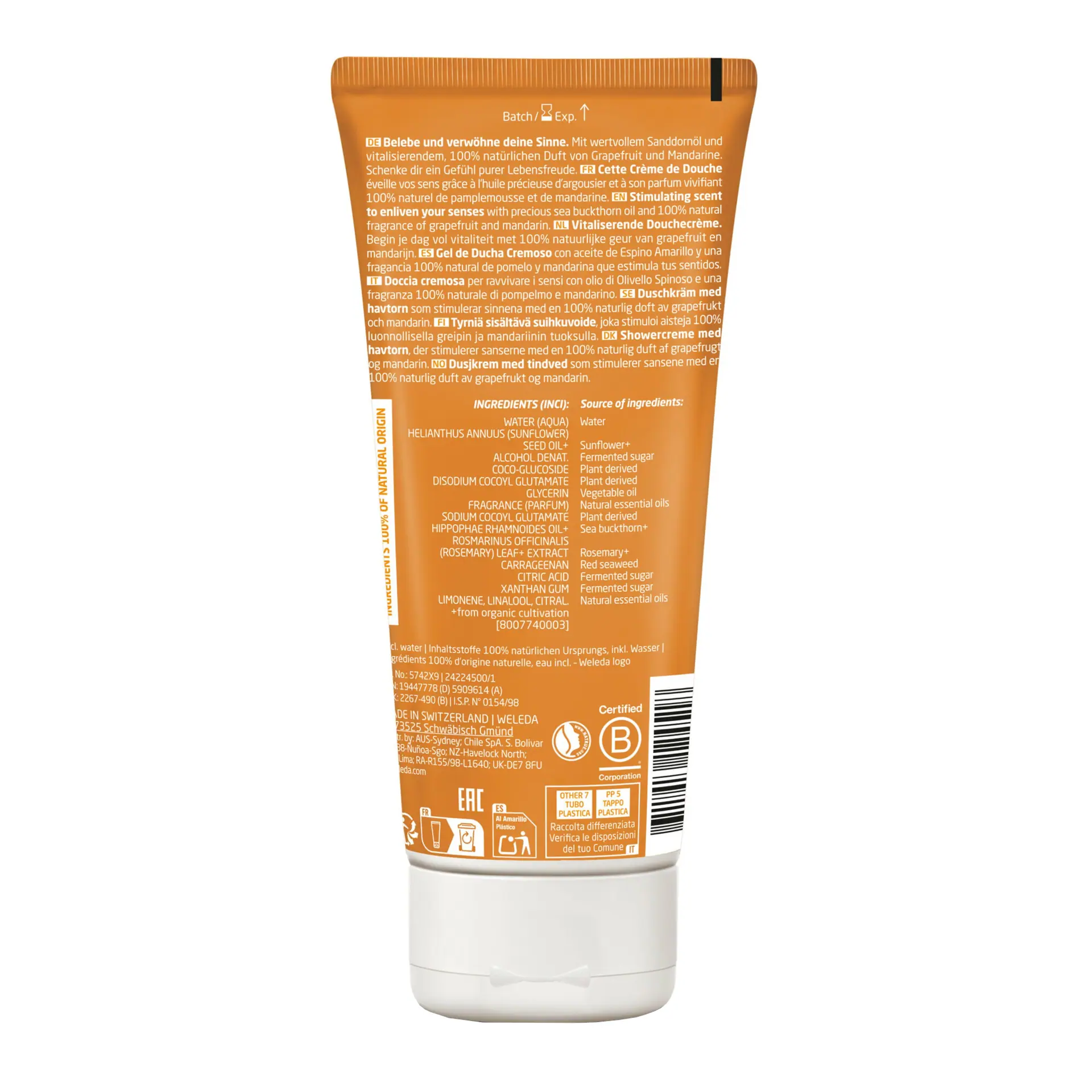 Weleda Vitality Body Wash - Sea Buckthorn, 200ml