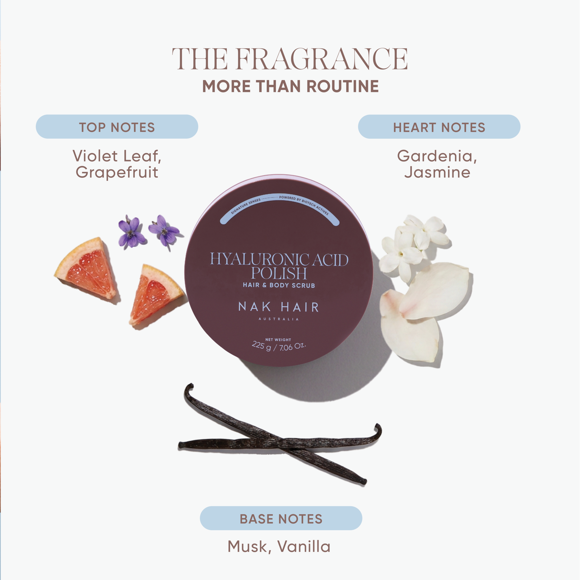 NAK Hyaluronic Acid Polish Hair & Body Scrub 225g